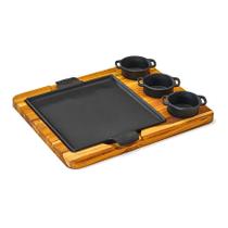 Chapa Petisco Quadrada 03 Molheiras Panela Mineira 24x24cm