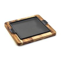 Chapa Petisco Quadrada Ferro Suporte Panela Mineira 22x22cm