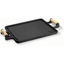 Chapa retangular ferro 30x25x5cm alça madeira Panela Mineira