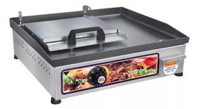 Chapa Sanduiche Lanche Elétrica Bifeteira Inox 40x35cm 220V