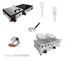 Chapa Semi Industrial 70x30 + Fritadeira 10L e Utensílios Para Lanchonete TOP Chapa Semi Industrial 70x30 + Fritadeira 10L e Utensílios Para Lanchonete TOP