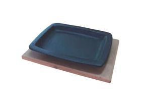 Chapa Tepan 16x20 De Ferro Fundido Com Aparador De Madeira