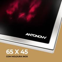 Chapa vitrocerâmica 65 x 45 antonow com moldura inox para fogão a lenha campeiro alvenaria