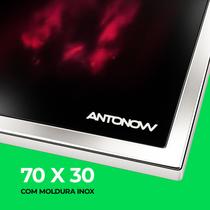 Chapa vitrocerâmica 70 x 30 antonow com moldura inox para fogão a lenha campeiro alvenaria