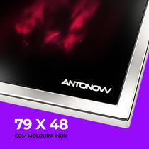 Chapa vitrocerâmica 79 x 48 antonow com moldura inox para fogão a lenha campeiro alvenaria