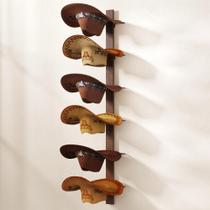 Chapeleiro de cowboy TIPSYTREE para montagem em parede, metal de madeira, 6 ganchos