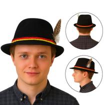Chapéu Alemão Tradicional Preto Pena Pluma Oktoberfest