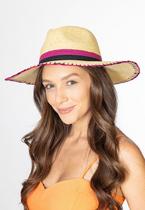 Chapéu Areia Branca UV50+ Bordado Palha Roxo