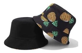 Chapéu Balde Bucket Hat Dupla Face Abacaxi Chapéu Balde Bucket Hat Dupla Face Abacaxi