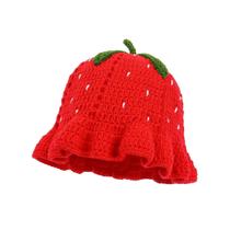 Chapéu Balde de Crochê de Morango - Feito à Mão - Estilo Vintage para Homens e Mulheres