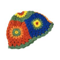 Chapéu Balde de Crochê Multicolorido Feminino - Estilo Y2K com Flores - Feito à Mão