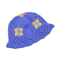 Chapéu Balde de Crochê Multicolorido Feminino - Estilo Y2K com Flores - Outono/Inverno