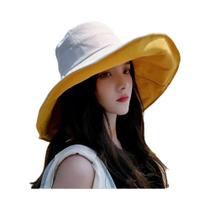 Chapéu Balde Dobrável Feminino - Anti-UV, Aba Grande e Proteção Solar Dupla Face