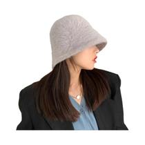 Chapéu Balde Feminino de Pele de Coelho - Retro, Malha de Lã, Inverno e Outono Chapéu Balde Feminino de Pele de Coelho - Retro, Malha de Lã, Inverno e Outono