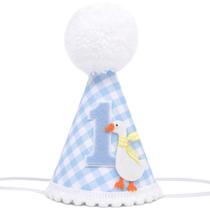 Chapéu BASCT One Funny Goose Blue Gingham 1st Birthday Boy