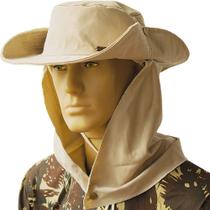 Chapéu Bege Com Saia Removível Proteção Uv Brim