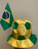 Chapéu Bola com bandeira Brasil em Cetim Chapéu Bola com bandeira Brasil em Cetim