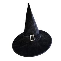 Chapéu bruxa aveludado c/ faixa preta e fivela Halloween Chapéu bruxa aveludado c/ faixa preta e fivela Halloween