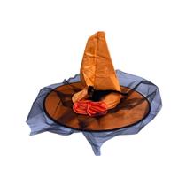Chapéu Bruxa C/Pena Renda Laranja Halloween Fantasia