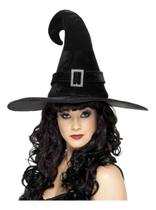 Chapéu Bruxa Feiticeira Negra Dia Das Bruxa Halloween Veludo Luxo