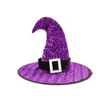 Chapéu Bruxa Halloween Preto ou Roxo Clássico Pontudo