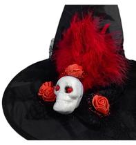 Chapeu Bruxa Preto de Luxo Infantil e Adulto Com Caveira de Halloween Chapeu Bruxa Preto de Luxo Infantil e Adulto Com Caveira de Halloween