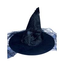 Chapéu Bruxa Renda Preto Halloween Fantasia Chapéu Bruxa Renda Preto Halloween Fantasia