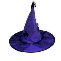 Chapéu Bruxa Renda Roxo Halloween Fantasia