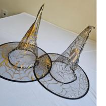 Chapéu bruxa tule dupla face c/ estampa Halloween dia da