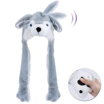 Chapéu Bubblepompom Husky com orelhas móveis para crianças e meninas, cinza Chapéu Bubblepompom Husky com orelhas móveis para crianças e meninas, cinza