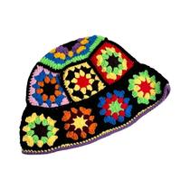 Chapéu Bucket Feminino De Crochê Artesanal Com Flores Para Outono/Inverno - Estilo Coreano INS