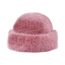 Chapéu Bucket Feminino De Pelo Sintético Com Aba Larga, Quente E Macio Para O Inverno, Estilo
