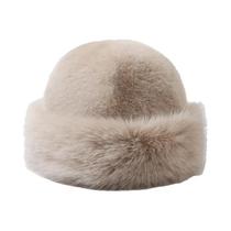 Chapéu Bucket Feminino De Pelo Sintético Com Aba Larga, Quente E Macio Para O Inverno, Estilo Chapéu Bucket Feminino De Pelo Sintético Com Aba Larga, Quente E Macio Para O Inverno, Estilo