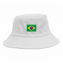 Chapéu Bucket Hat Brasil Unissex Branco Copa do Mundo 2026 Casual Esportivo Adulto