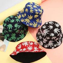 Chapéu Bucket Hat Dupla Face Folha Estilo Retror De Algodão