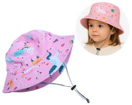 Chapéu Bucket Hat Estampado Praia Infantil Menina Cordinha