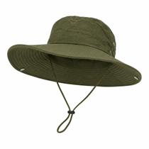 Chapéu Bucket Hat Unissex Aba Larga Proteção UV Dobrável Leve Praia Pesca Trilha Cor:Verde