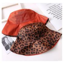 Chapéu Bucket Oncinha Balde Respirável Dupla Face Feminina Chapéu Bucket Oncinha Balde Respirável Dupla Face Feminina