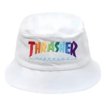 Chapeu Bucket Thrasher Magazine Rainbow Branco