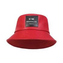 Chapéu Bucket Unissex De Couro PU Estilo Brooklyn Para Viagem Ao Ar Livre Com Proteção Solar Para
