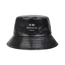 Chapéu Bucket Unissex De Couro PU Estilo Brooklyn Para Viagem Ao Ar Livre Com Proteção Solar Para