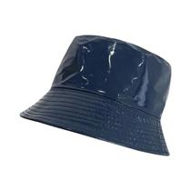 Chapéu Bucket Unissex Impermeável De Couro PU Estilo Hip-Hop, Chapéu Panamá Brilhante Da Moda,