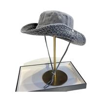 Chapéu Bucket Unissex Vintage Em Denim Lavado Com Proteção UV Para Verão, Chapéu De Sol Para