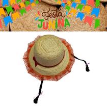 Chapéu c/ trança Palha Feminino Festa Junina São João Chapéu c/ trança Palha Feminino Festa Junina São João