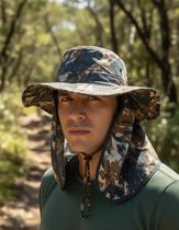 Chapéu Camuflado Pescador Sol Proteção Nuca Pescoço