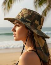 Chapéu Camuflado Pescador Sol Proteção Nuca Pescoço Chapéu Camuflado Pescador Sol Proteção Nuca Pescoço