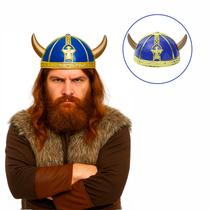 Chapéu Capacete Líder Viking Com Chifres Fantasia Festa
