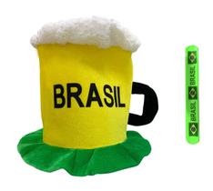 Chapéu Cartola Do Brasil Copa do Mundo Caneca com Pulseira bate enrola