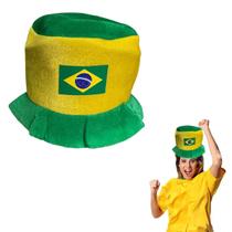 Chapeu Cartola Do Brasil Tecido Verde E Amarelo Copa Do Mundo - Zein