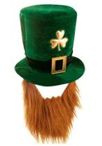 Chapéu Cartola Saint Patricks Day em Veludo c/ Barba Irish Leprechaun - Fantasias do Ó